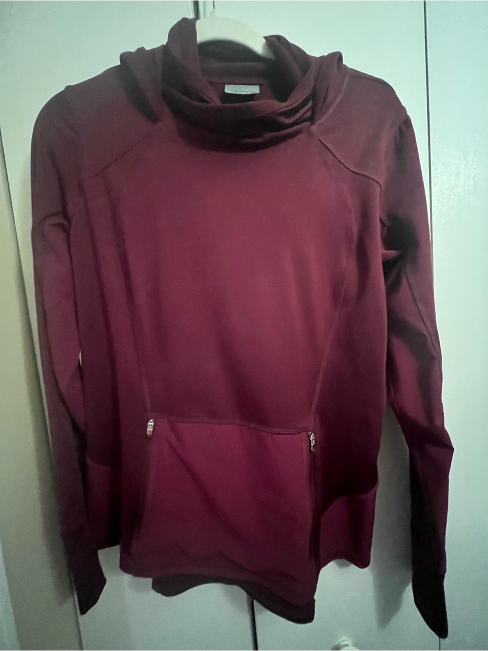 Athleta Maroon Cowl-Neck Pullover Sweater